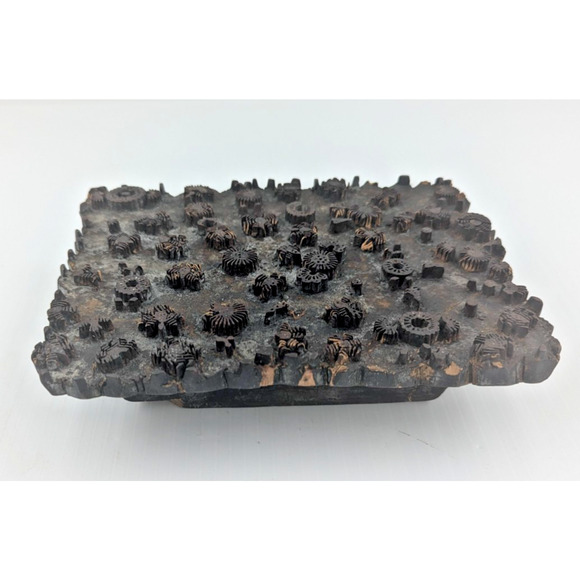 Antique Wooden Printing Block Hand Carved Textile Fabric Stamp As Is - Picture 3 of 10